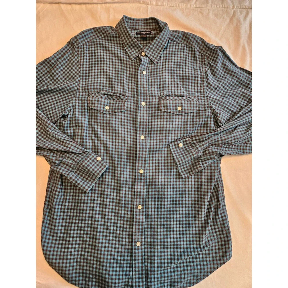 Banana Republic Mens Gingham Button‎ Down Long Sleeve Casual Shirt XL